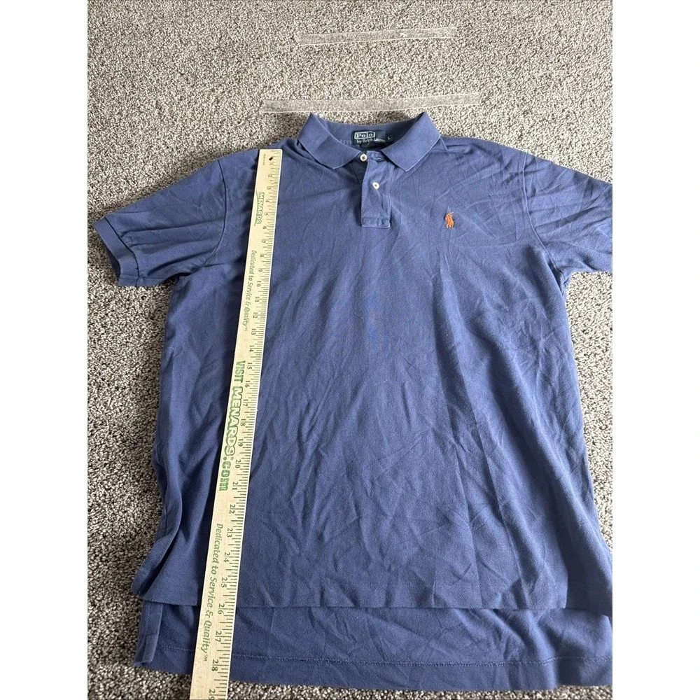 VTG Polo Ralph Lauren classic fit polo shirt in navy blue with a red pony L‎
